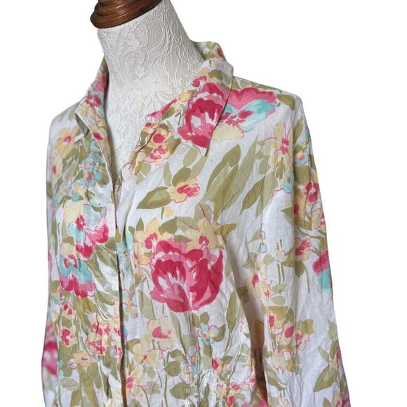 Emma James Woman 22W Floral Button-Up Blouse Cotton – Romantic Garden Print - Picture 5 of 7